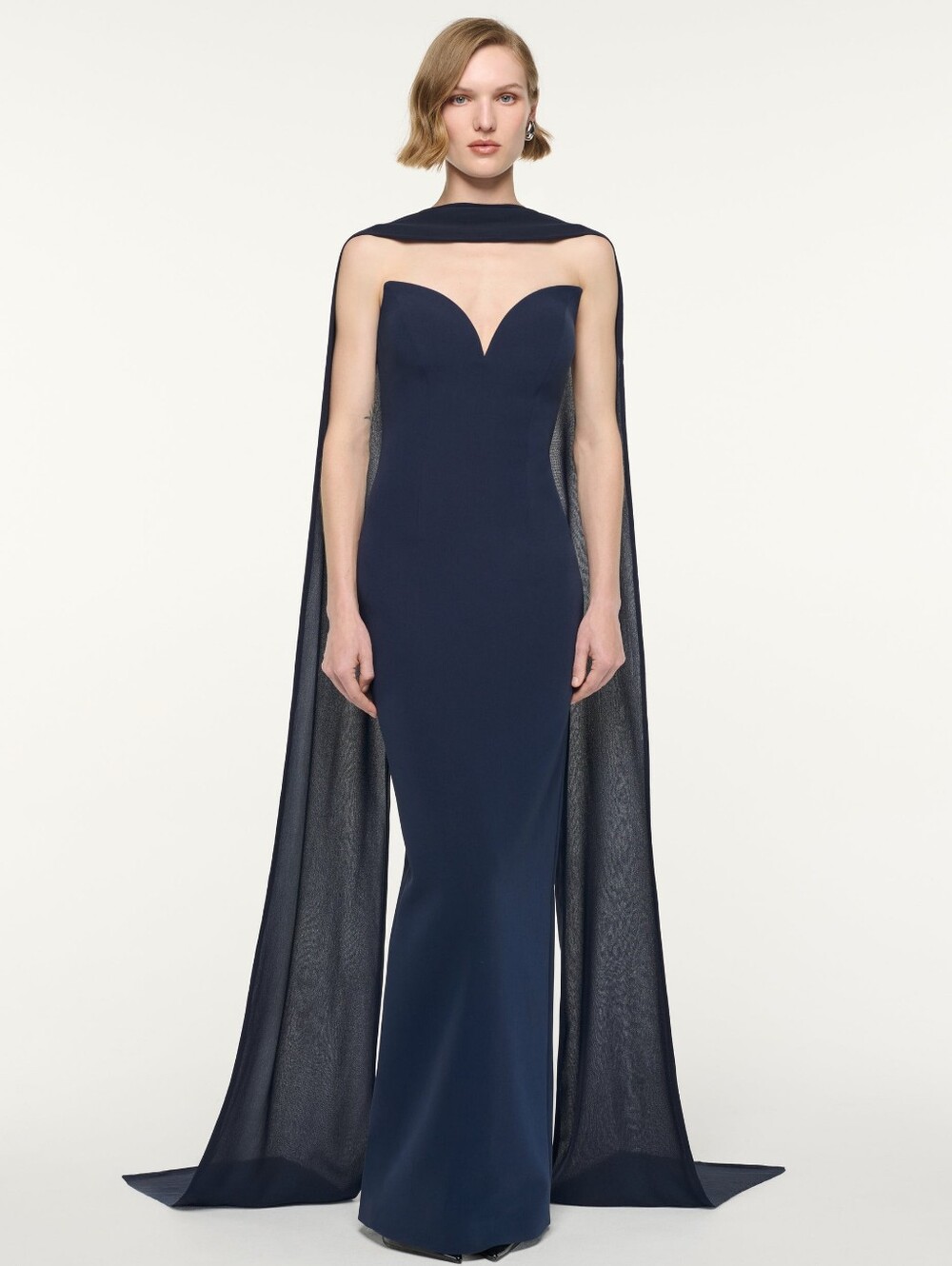 Roland Mouret Plunge Neckline Gown Navy